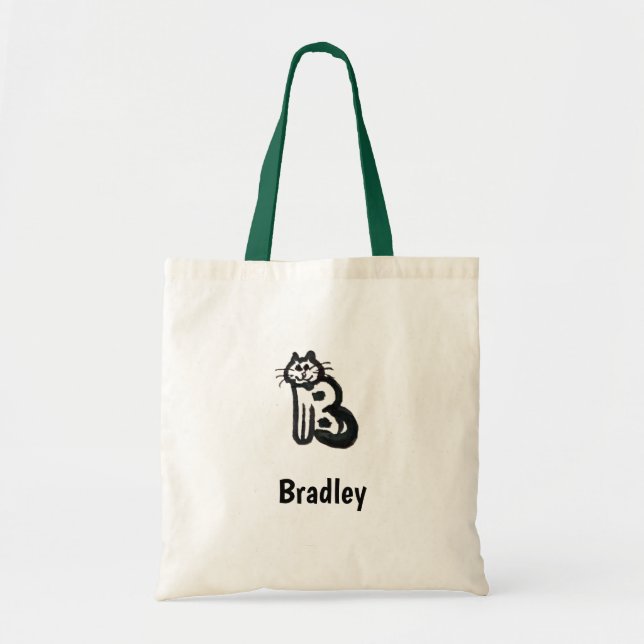 Tote Bag - Cat Brev B med Namn Tygkasse (Framsidan)