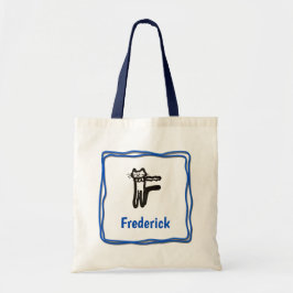 Tote Bag - Cat Brev F med Namn i Ram Tygkasse
