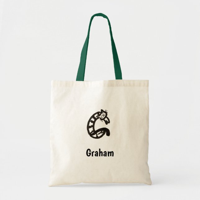 Tote Bag - Cat Brev G med Namn Tygkasse (Framsidan)