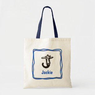 Tote Bag - Cat Brev J med Namn i Ram Tygkasse