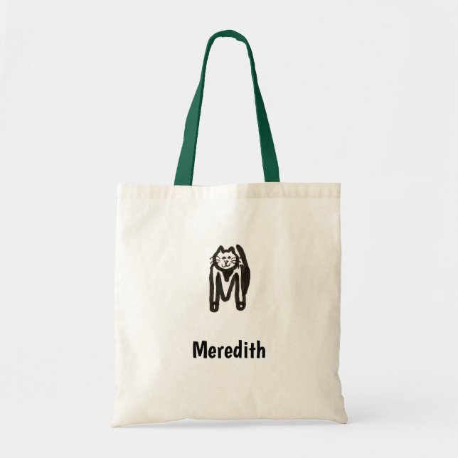 Tote Bag - Cat Brev M med Namn Tygkasse (Framsidan)