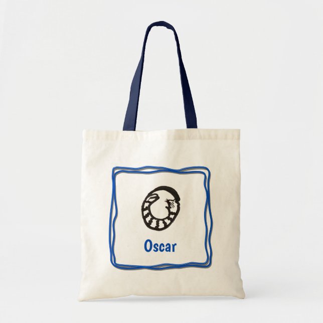 Tote Bag - Cat Brev O med Namn i Ram Tygkasse (Framsidan)