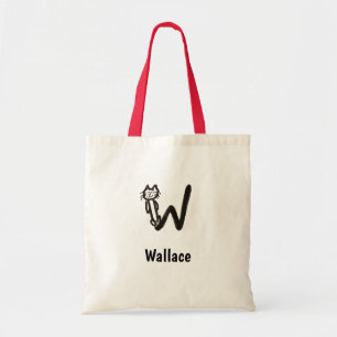 Tote Bag - Cat Brev W med Namn Tygkasse