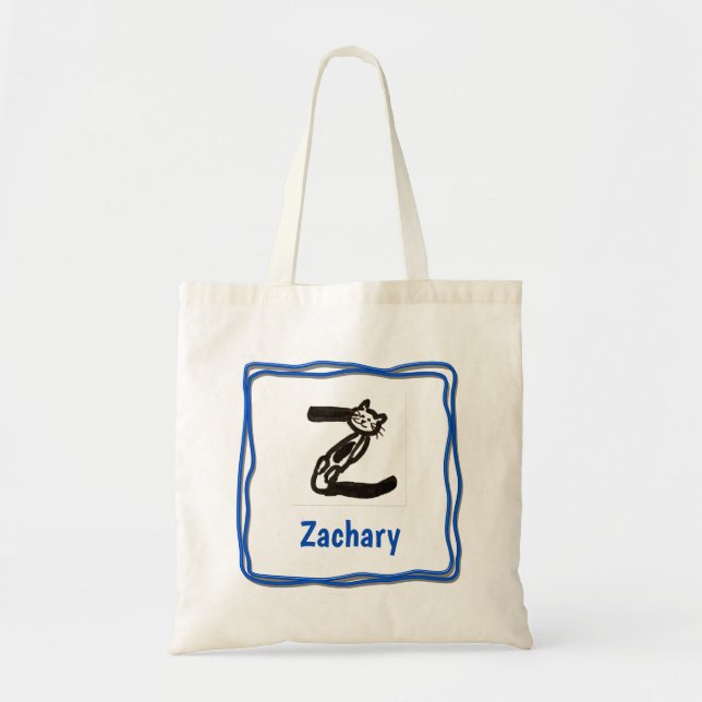 Tote Bag - Cat Brev Z med Namn i Ram Tygkasse (Framsidan)