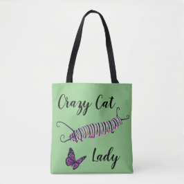 Tote Bag Cat Dam Grönt - bakgrund Tygkasse
