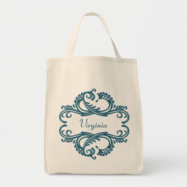Tote Bag Chic Damask Tote Bag Tygkasse (Framsidan)