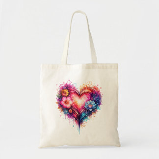 Tote bag cœur artistique coloré tygkasse