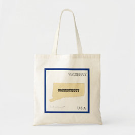 Tote Bag - Connecticut State Map with City Tygkasse