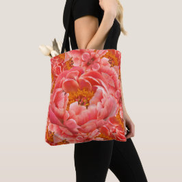 Tote Bag Coral Peonies Tygkasse