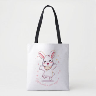 Tote Bag - Cute Pastel Rabbit Aesthetic Shopper Tygkasse