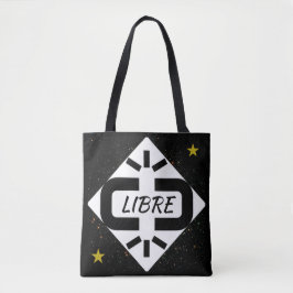 TOTE BAG Design "LIBRE" noir et blanc étoilé Tygkasse