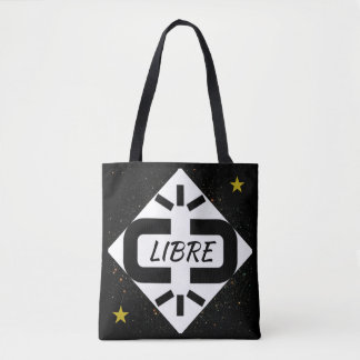 TOTE BAG Design "LIBRE" noir et blanc étoilé Tygkasse