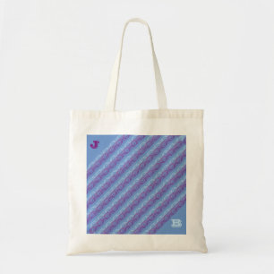Tote Bag - Diagonal Mönster med Initialer Tygkasse