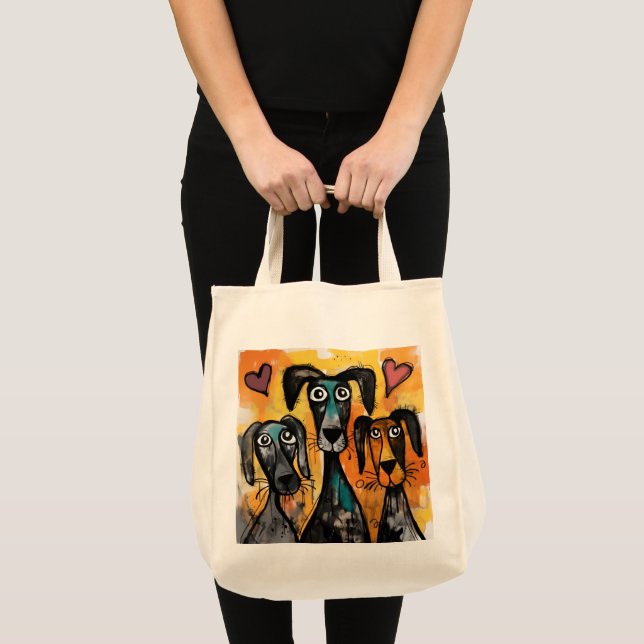 Tote Bag Dog Love Red Hearts  Tygkasse (Framsida (produkt))