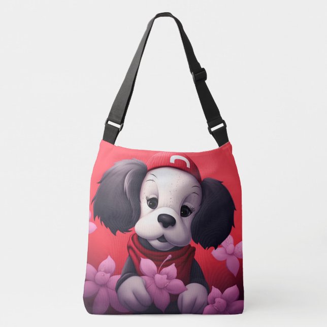 Tote Bag dog with red cap Axelväska (Framsida)