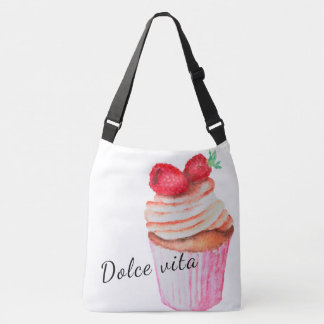 Tote bag Dolce vita med hallonkakor Axelväska