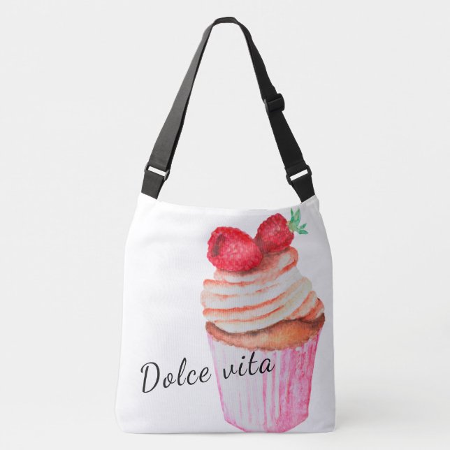 Tote bag Dolce vita med hallonkakor Axelväska (Framsida)