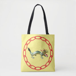 Tote Bag - Drakon och skugga med röd kedja Tygkasse