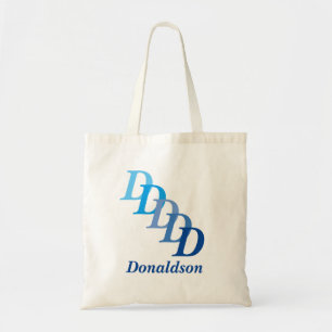 Tote Bag - Efternamn och Brev i blått Tygkasse