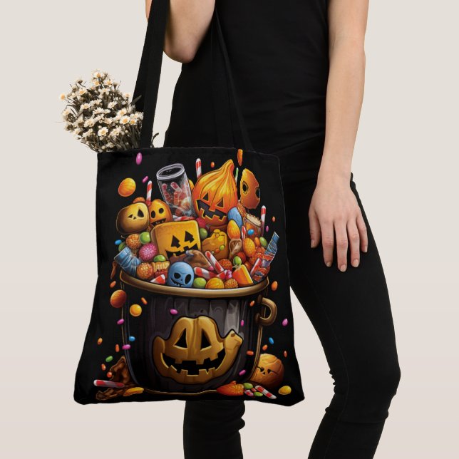 Tote Bag Enchanted Halloween Candies Tygkasse (Närbild)