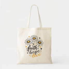 Tote Bag Faith, Hope, Love & Daisies Tygkasse