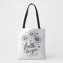 Tote Bag Faith, Hope, Love & Daisies Tygkasse