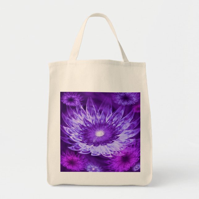 Tote Bag Fantasy Flowers Lila Tygkasse (Framsidan)
