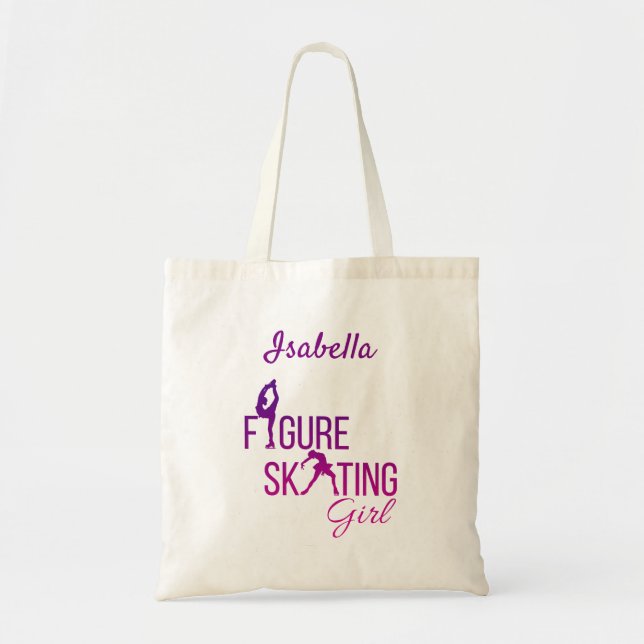 Tote bag Figur skridskor lila  rosa Tygkasse (Framsidan)