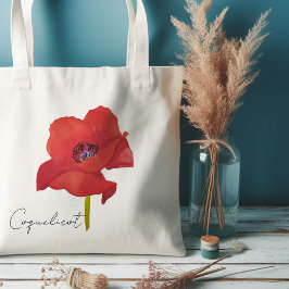 Tote bag fleur coquelicot rouge aquarelle tygkasse