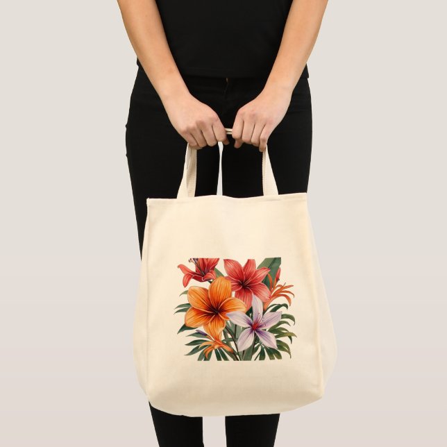 Tote bag Fleurs exotiques Tygkasse (Framsida (produkt))