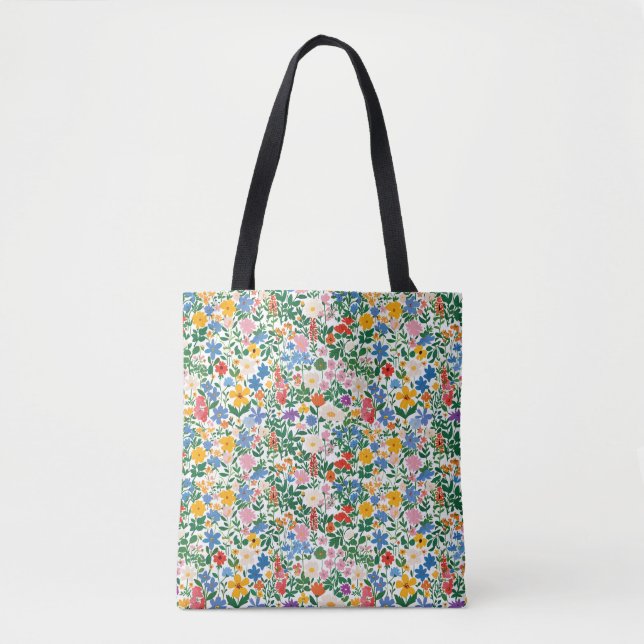 Tote Bag - Floral Flower Pattern. Tygkasse (Framsida)