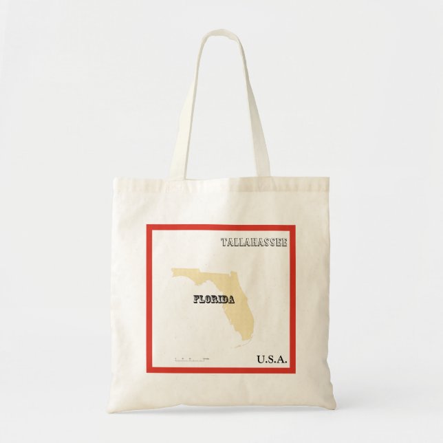 Tote Bag - Florida Statskarta med Stad Tygkasse (Framsidan)