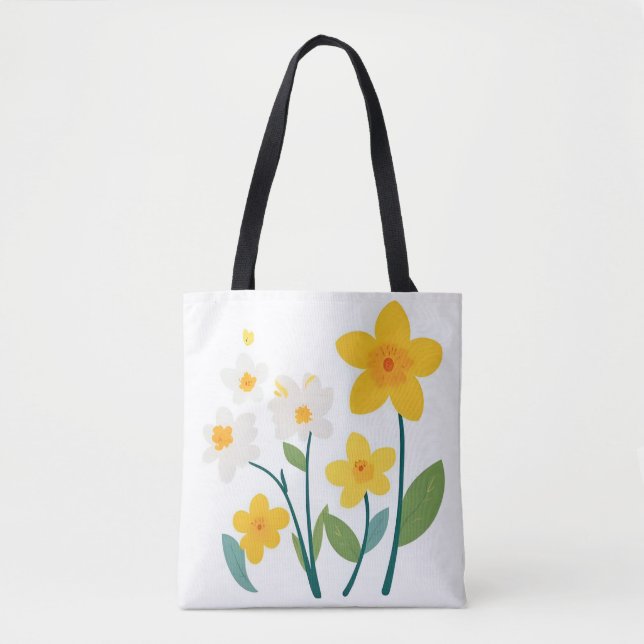 Tote Bag-Flower Design Tygkasse (Framsida)