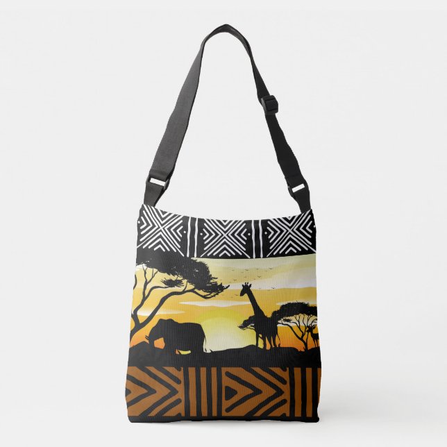 Tote Bag för Afrikas Safari Scene Designer Axelväska (Framsida)