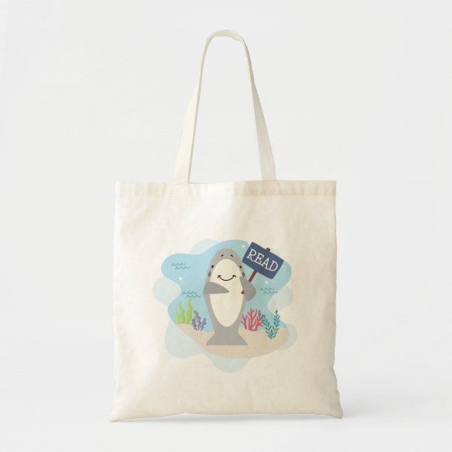 Tote Bag för Barn - Hajbok Tygkasse (Framsidan)