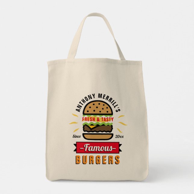 Tote Bag för BBQ Burger-Anpassningsbar Tygkasse (Baksida)