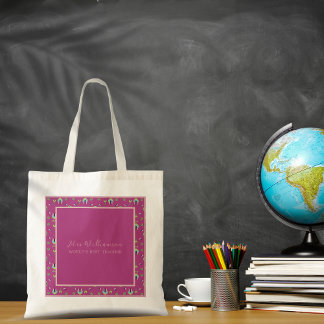 Tote Bag för Bright Modern Blommigt Lärare Tygkasse