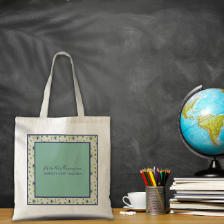 Tote Bag för Bright Modern Blommigt Lärare Tygkasse