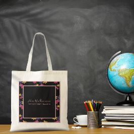Tote Bag för Bright Modern Blommigt Lärare Tygkasse