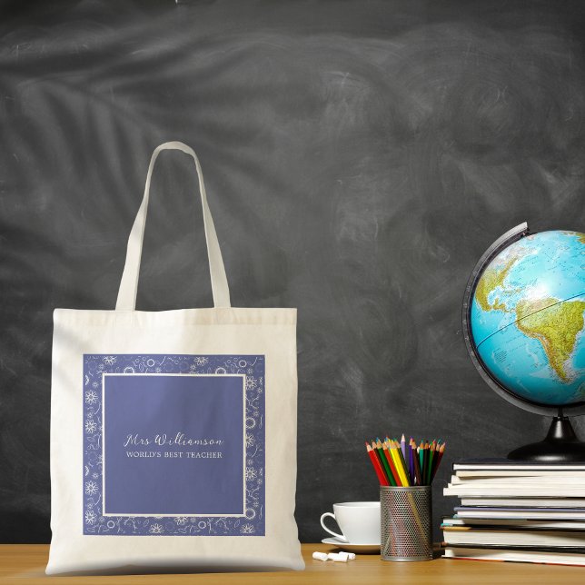 Tote Bag för Bright Modern Blommigt Lärare Tygkasse (Bright Modern Floral Teacher's Tote Bag. Say thank you with this personalised gift.)