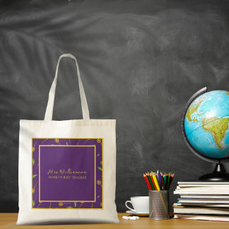 Tote Bag för Bright Modern Blommigt Lärare Tygkasse