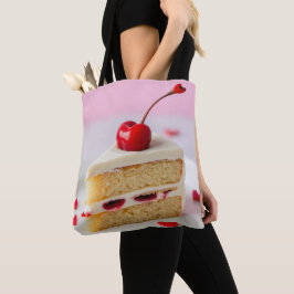 Tote Bag för Cherry on top Vanilla Cake Shopping L Tygkasse