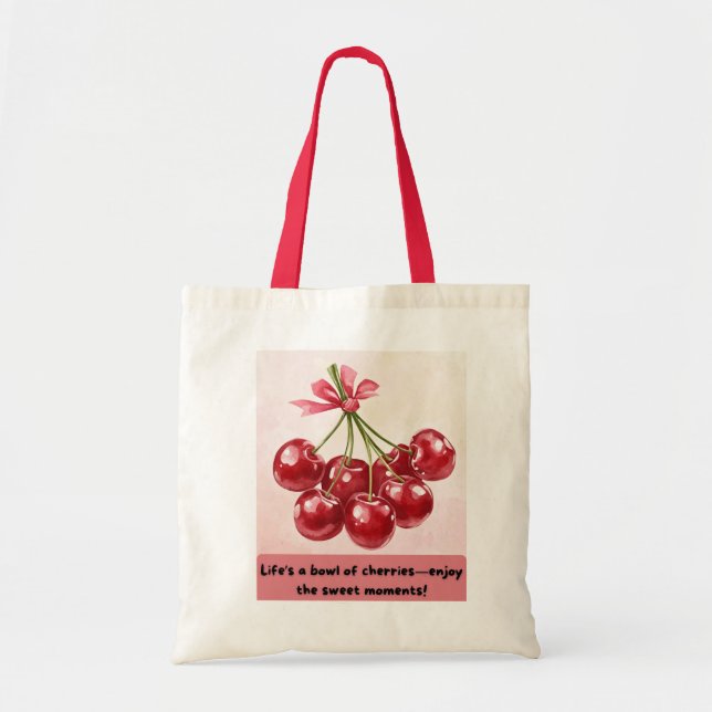 Tote Bag för Cherry Quote - färsk och inspirerande Tygkasse (Framsidan)