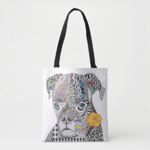 Tote Bag för Cute and Colorful Boxer Hund Tygkasse