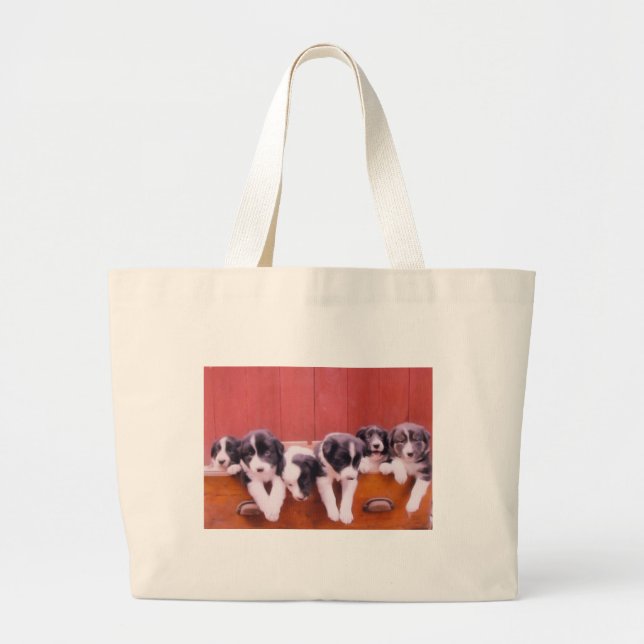 Tote Bag för Cute Gräns Collie Puppies Jumbo Tygkasse (Framsidan)