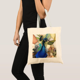 Tote Bag för färglös Peacock Mosaic-budget Tygkasse
