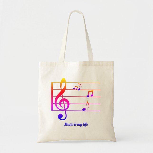 Tote Bag för färgstarka musikanteckningar Tygkasse (Framsidan)