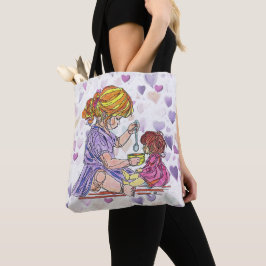 Tote Bag för Flicka som matar docka Tygkasse
