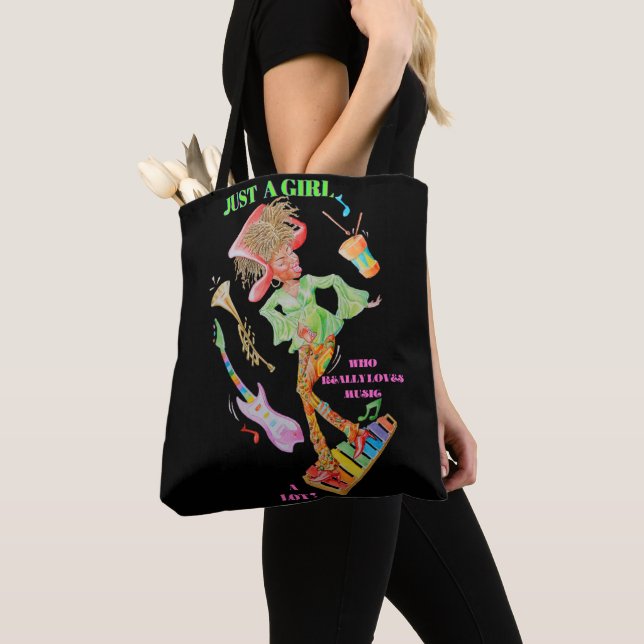 Tote Bag for Girls Who Really Loves Music  Tygkasse (Närbild)