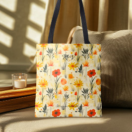 Tote Bag för Golden Meadow Blommigt Hälsa Tygkasse